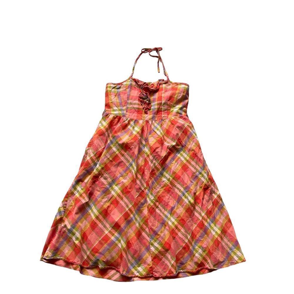 ISAAC MIZRAHI Cotton Plaid Halter Sleeveless Midi Flare Dress 10 - Picture 5 of 5